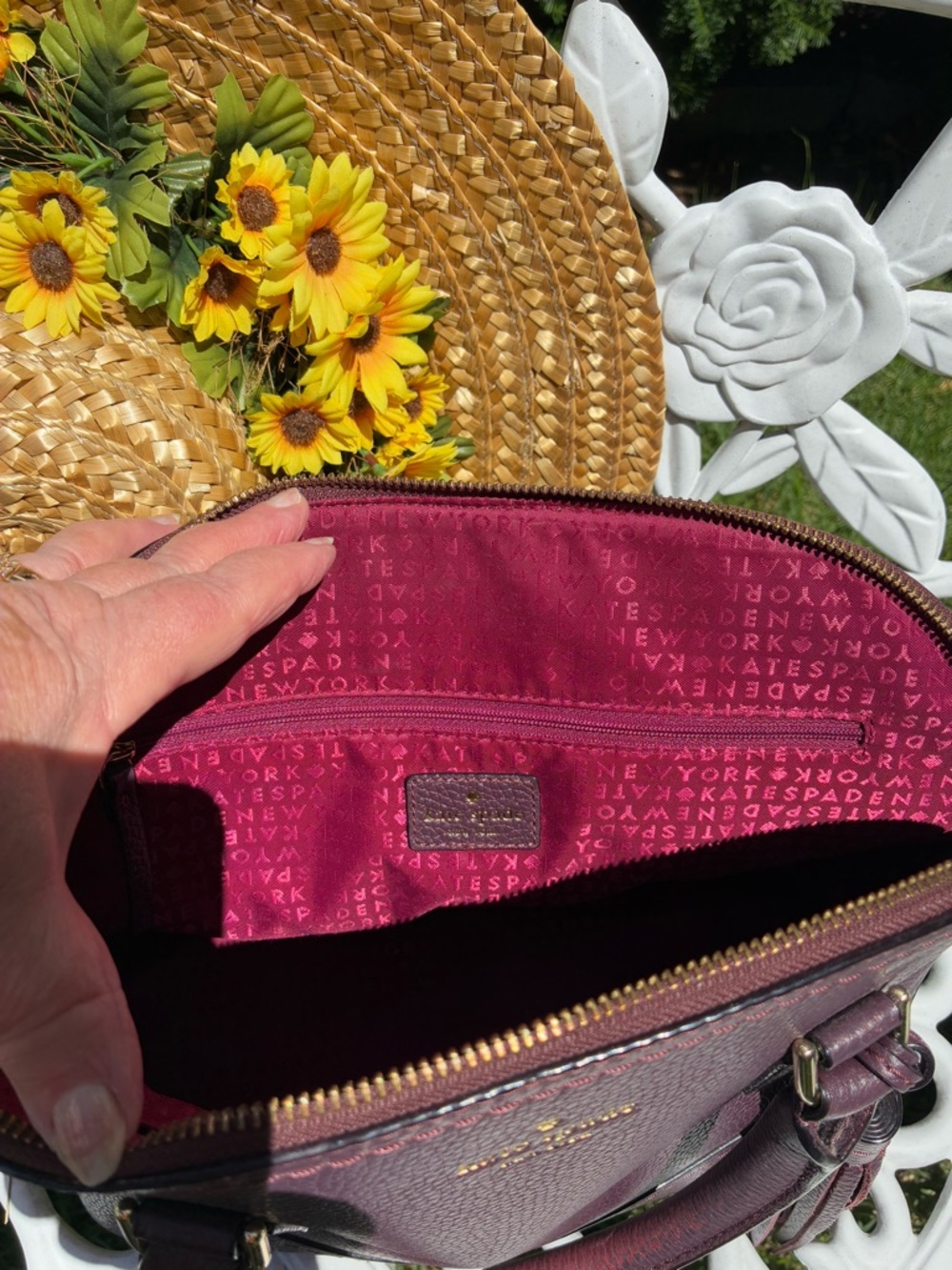Kate Spade Plum Pebbled Leather Dome Satchel with Tassel - Picture 10 of 12